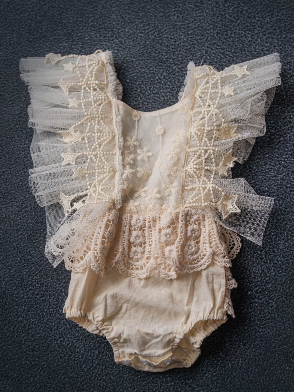 First Birthday Boho Outfit with star lace detailing, 12M